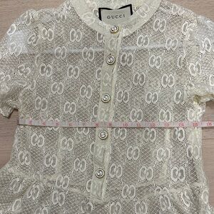 Gucci Ivory Lace Button-Front Dress